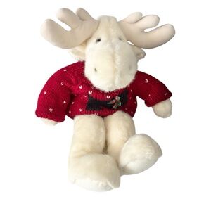 Charter Club Plush Moose Toy with Red and white hearts Sweater